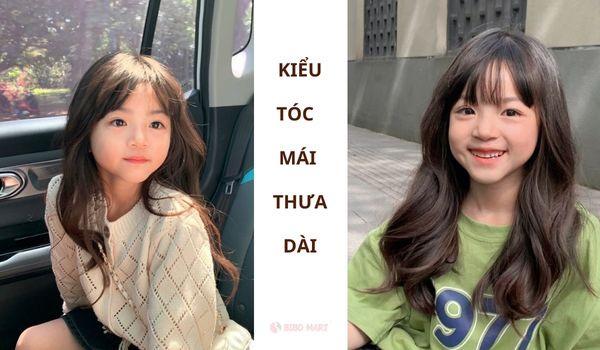 Kiểu tóc mái thưa dài cho bé gái