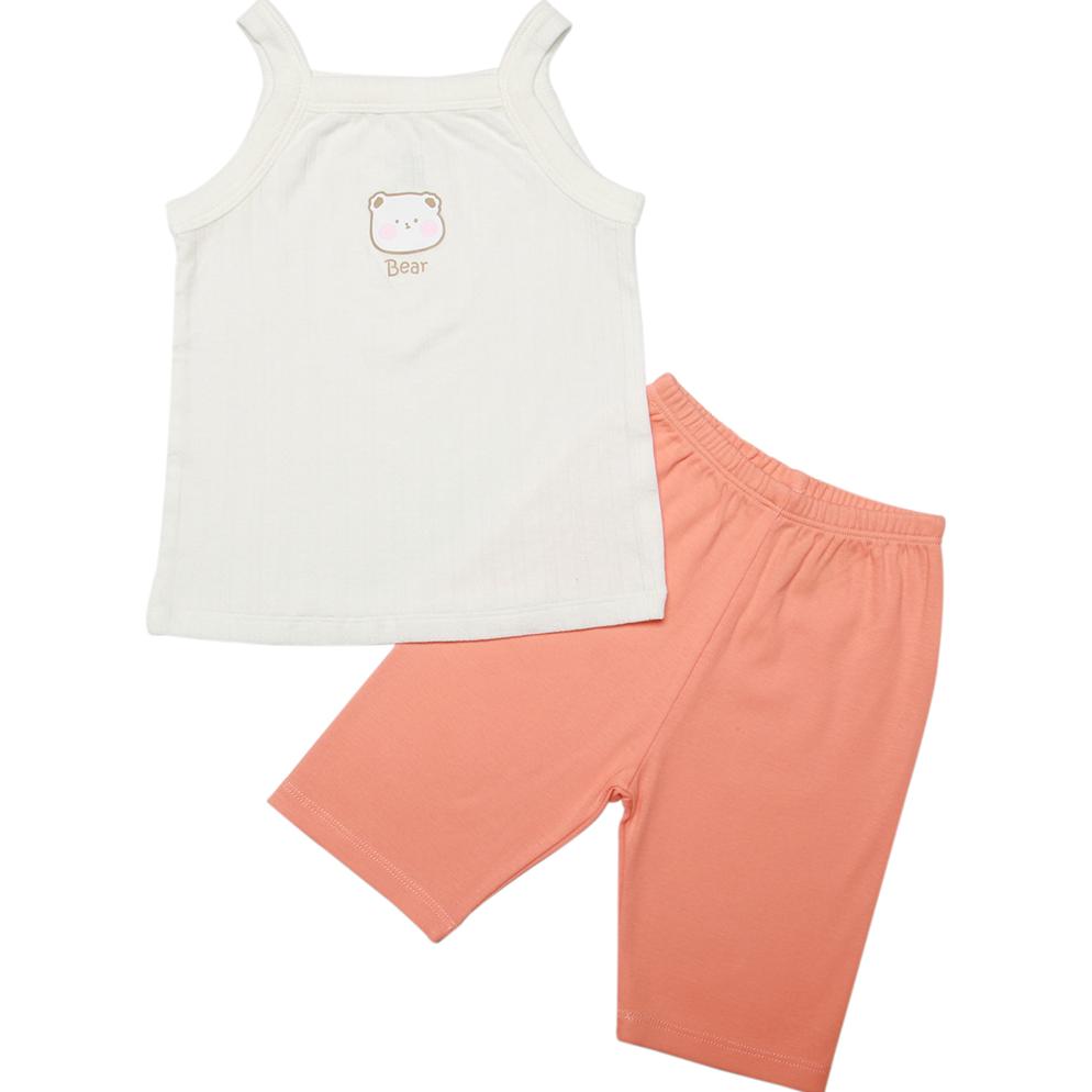 Set áo 2 dây Bibo's trắng mix quần cam