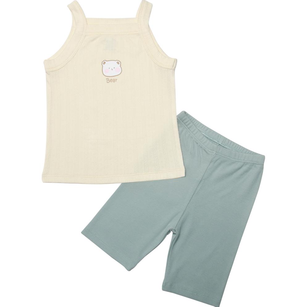 Set áo 2 dây Bibo's vàng mix quần xanh ngọc