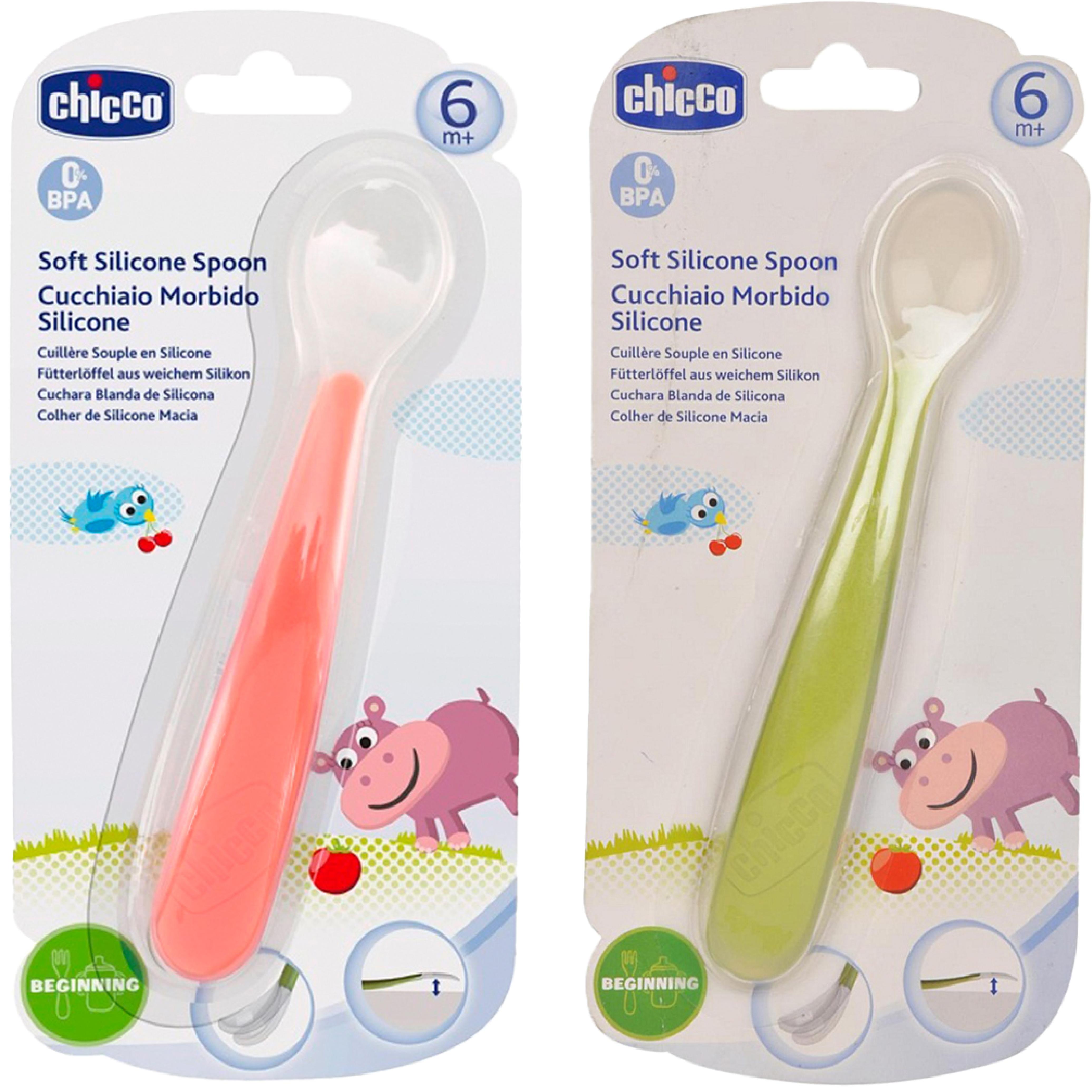 Thìa - muỗng ăn dặm Chicco silicon 68287 (Từ 6 tháng)