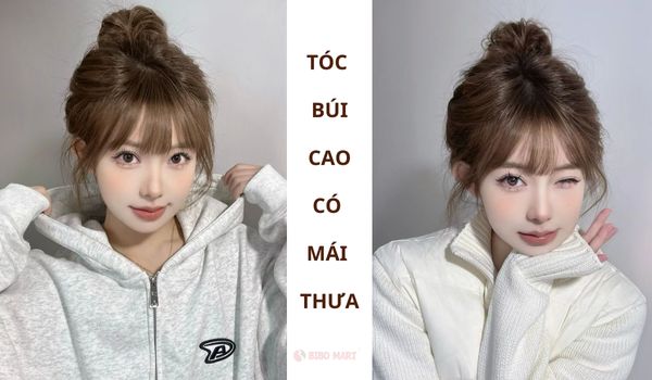 Tóc búi cao có mái thưa