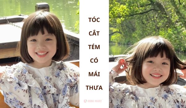 Bé gái tóc cắt tém có mái thưa