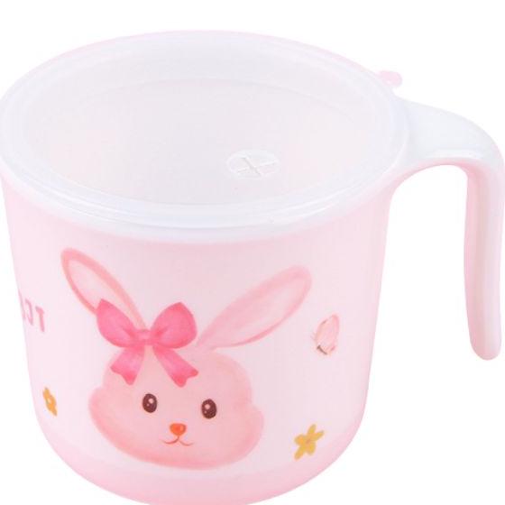 Cốc uống nước hình thỏ hồng có nắp 210ml