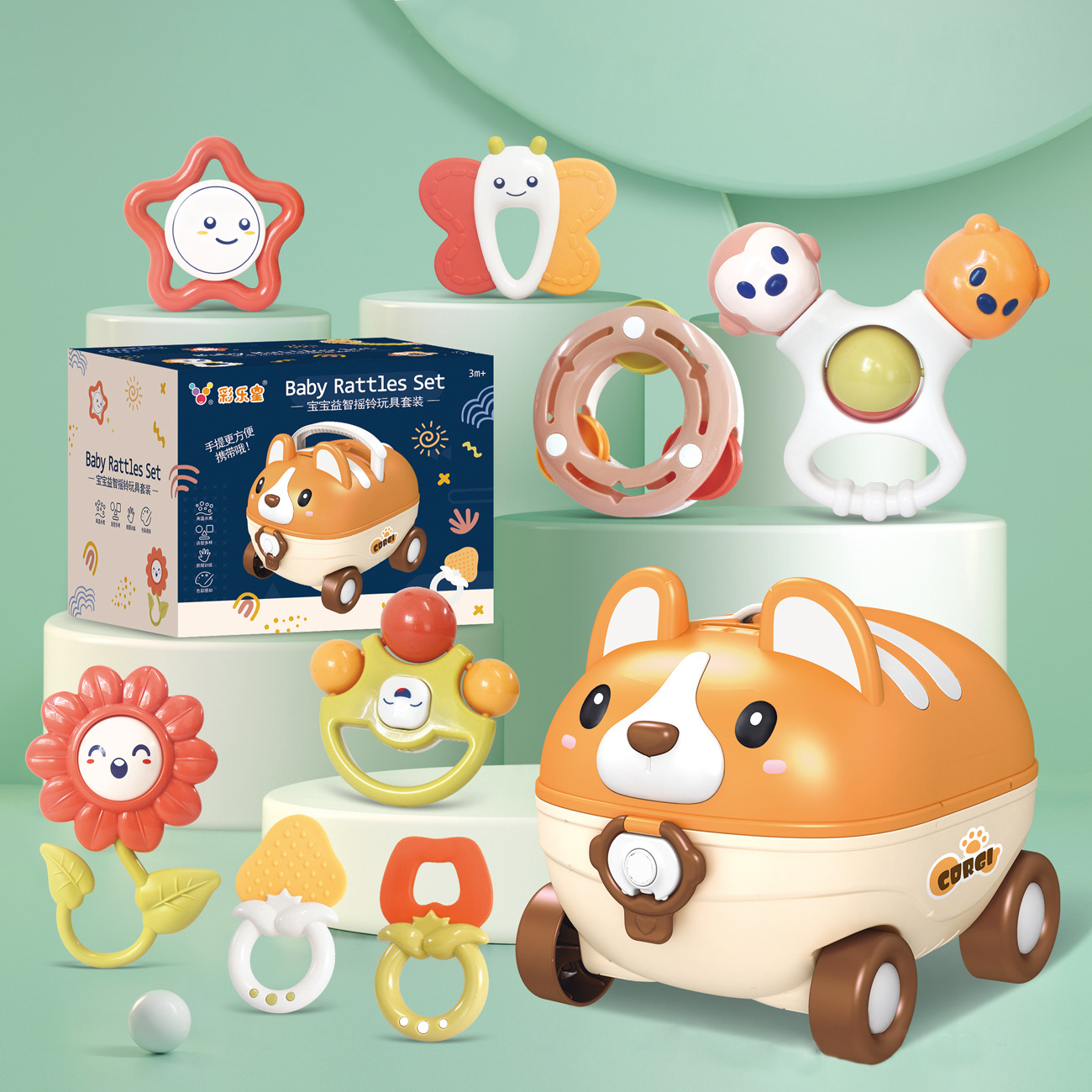 Hộp xúc xắc gặm nướu Corgi 8 món