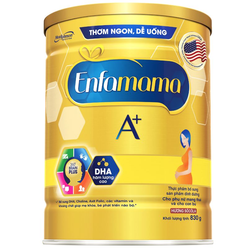 Sữa bầu Enfamama A+ 360 Brain Plus hương sô cô la 830g