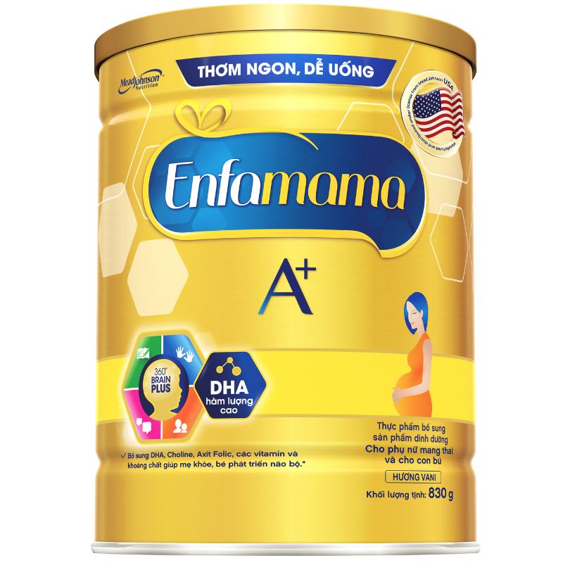 Sữa bầu Enfamama A+ 360 Brain Plus hương vani 830g