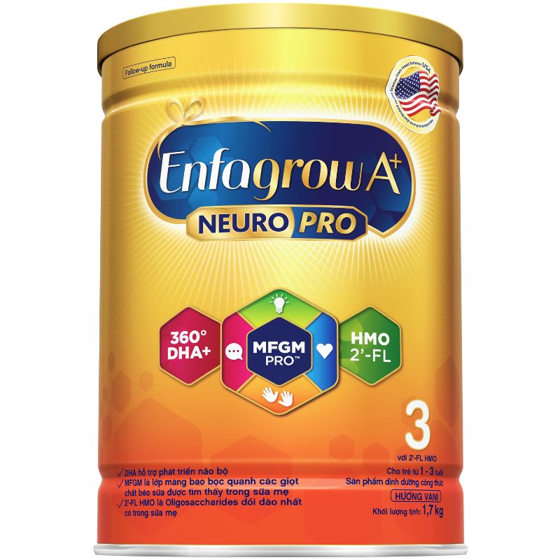Sữa Enfagrow A+ Neuropro HMO số 3 vị thanh mát 1.7kg (1 - 3 tuổi) (Giao bao bì ngẫu nhiên)