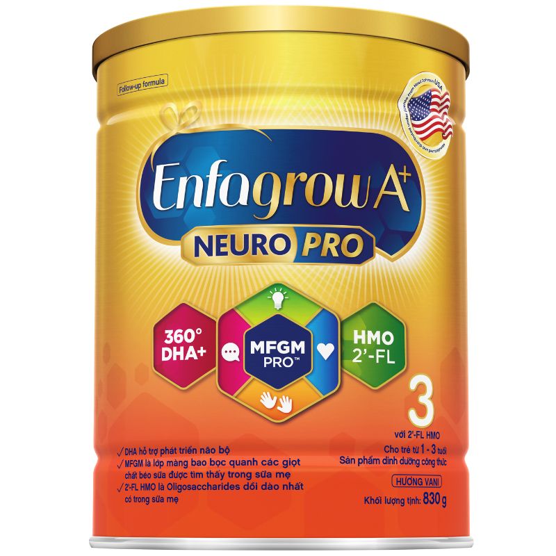 Sữa Enfagrow A+ Neuropro HMO số 3 vị thanh mát 830g (1 - 3 tuổi) (Giao bao bì ngẫu nhiên)