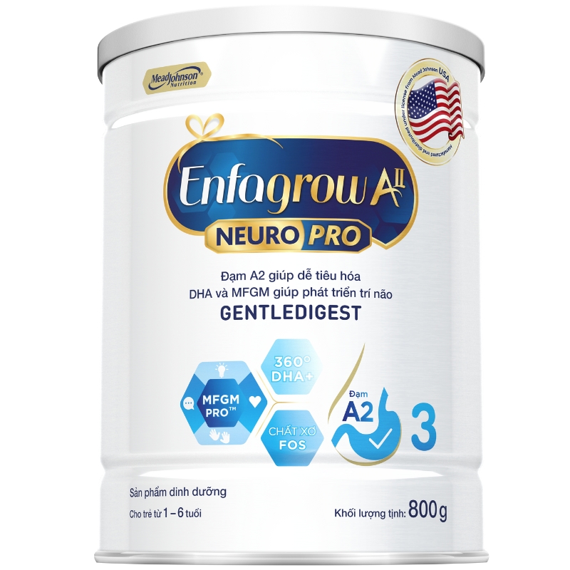 Sữa Enfagrow A2 NeuroPro số 3 800g (1 - 6 tuổi) (Giao bao bì ngẫu nhiên)