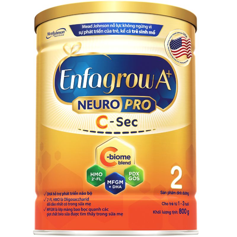 Sữa Enfagrow NeuroPro số 2 C-Sec cho trẻ sinh mổ 800g (1-3 tuổi)