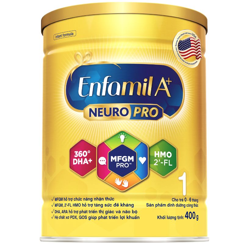 Sữa Enfamil A+ Neuropro HMO số 1 vị thanh mát 400g (0 - 6 tháng)