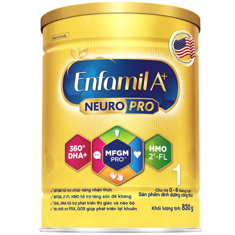Sữa Enfamil A+ Neuropro HMO số 1 vị thanh mát 830g (0 - 6 tháng)