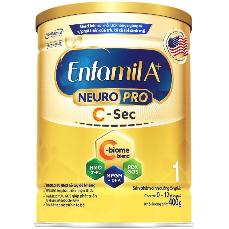 Sữa Enfamil A+ NeuroPro số 1 C-Sec cho trẻ sinh mổ 400g (0-12 tháng)