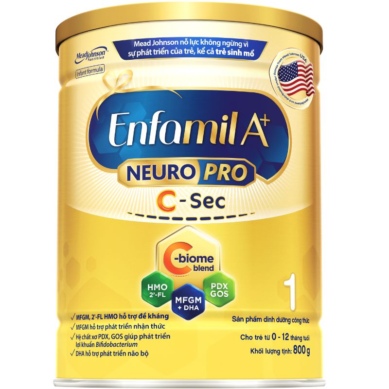 Sữa Enfamil A+ NeuroPro số 1 C-Sec cho trẻ sinh mổ 800g (0-12 tháng)